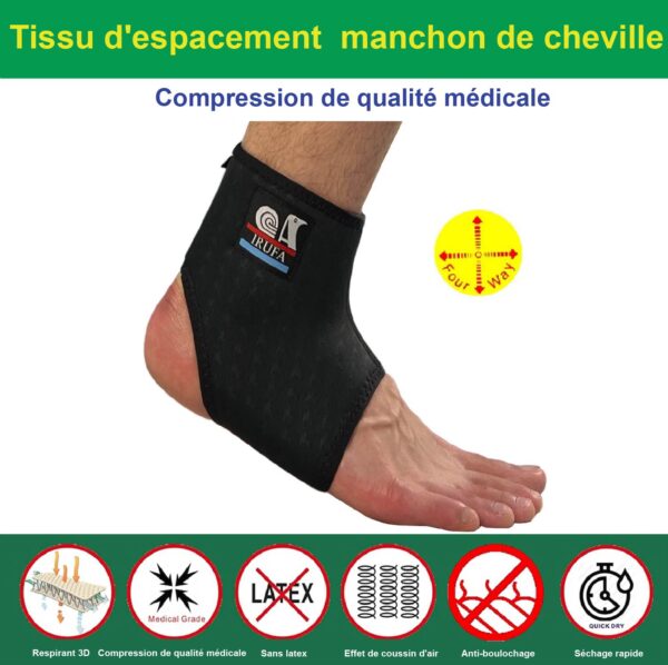 IRUFA, AN-SF-01 Tissu d'Espacement Respirant 3D talon ouvert, cheville manchon soutien stabilisateur - Image 6