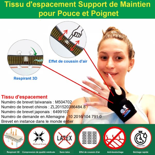 IRUFA,WR-OS-15, Tissu d'espacement Respirant 3D, Support de Maintien pour Pouce et Poignet - Image 4